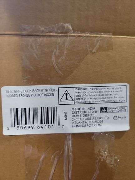 New 18" White Hook Rack