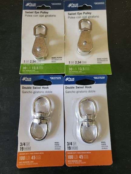 Pair 1" Pullies and Pair Dbl Swivel Hooks