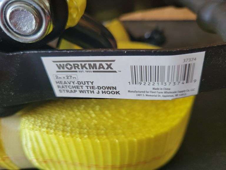 New Workmax 2 x 27' Rachet Strap and J Hook