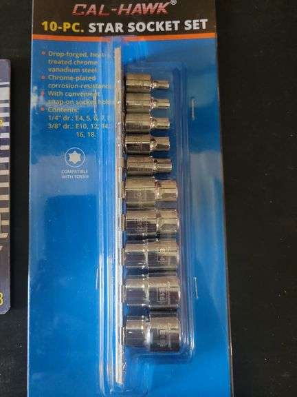 5 pc. Reducer and 10 Star Socket Sets New