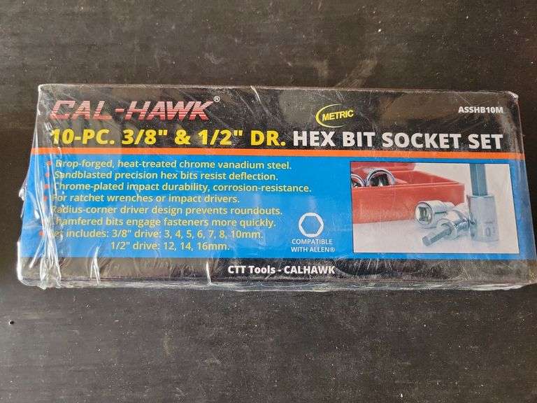 Cal-Hawk 10pc. Metric Hex Bit Socket Set