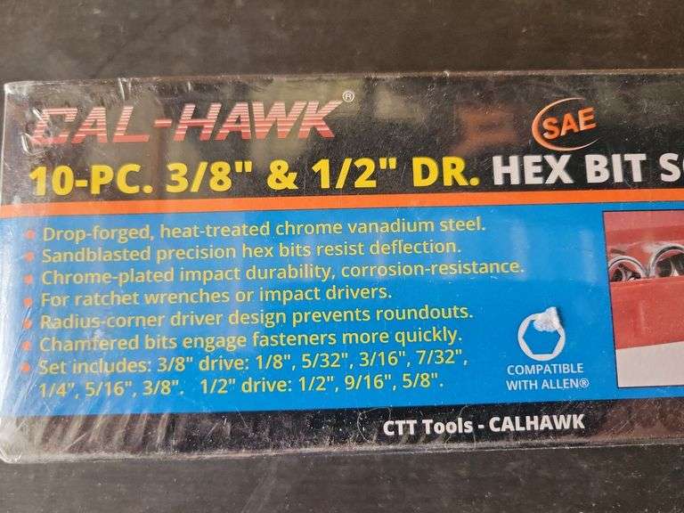 Cal-Hawk 10pc. SAE Hex Bit Socket Set
