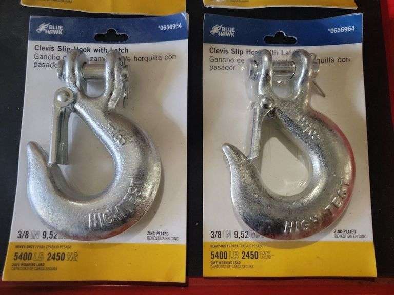 Pair 3/8" Clevis Slip Hooks w/ Latch 5400lb. Cap
