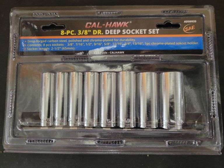 Cal-Hawk 8 pc. 3/8" Deep Socket Set SAE