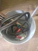 Galvanized Bucket, Tools, and Stool