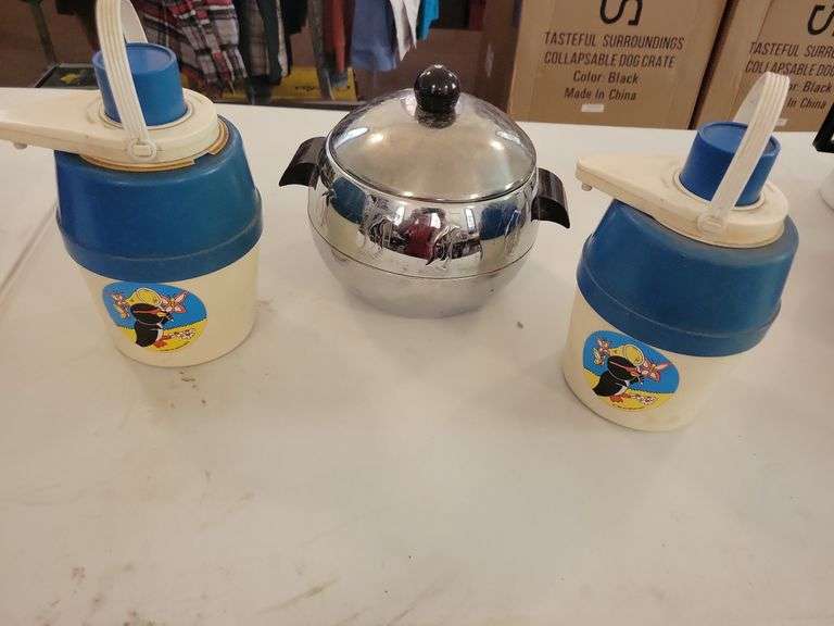 West Bend Penguin Hot and Cold Server and 2 Penguin Pump Bottles