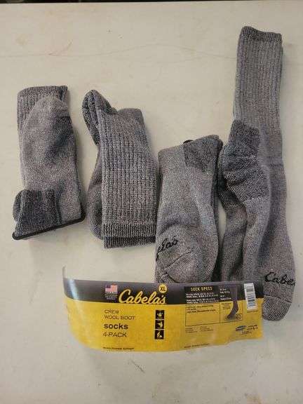 4 Cabela's XL Wool Crew Boot Socks