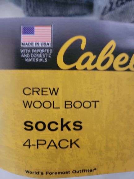 4 Cabela's XL Wool Crew Boot Socks