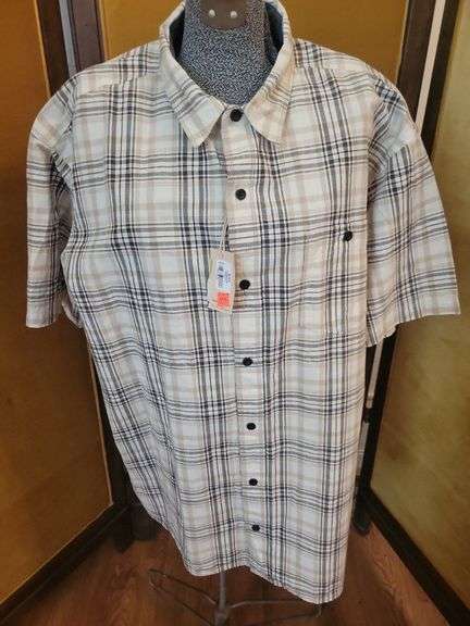 RH 3 XL Tan Plaid Short Sleeve