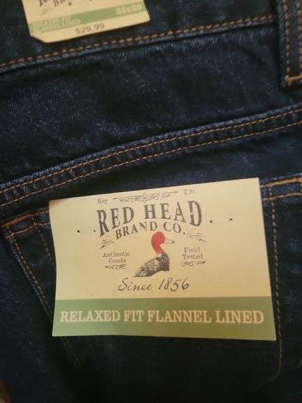 2-Red Head 33 x 30 Jeans (Dark is Flannel Lined)