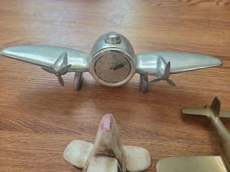 Airplane Clock & Brass plane