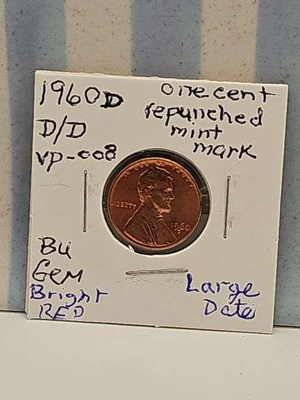 1960 D Repunched Mint Mark, Large Date