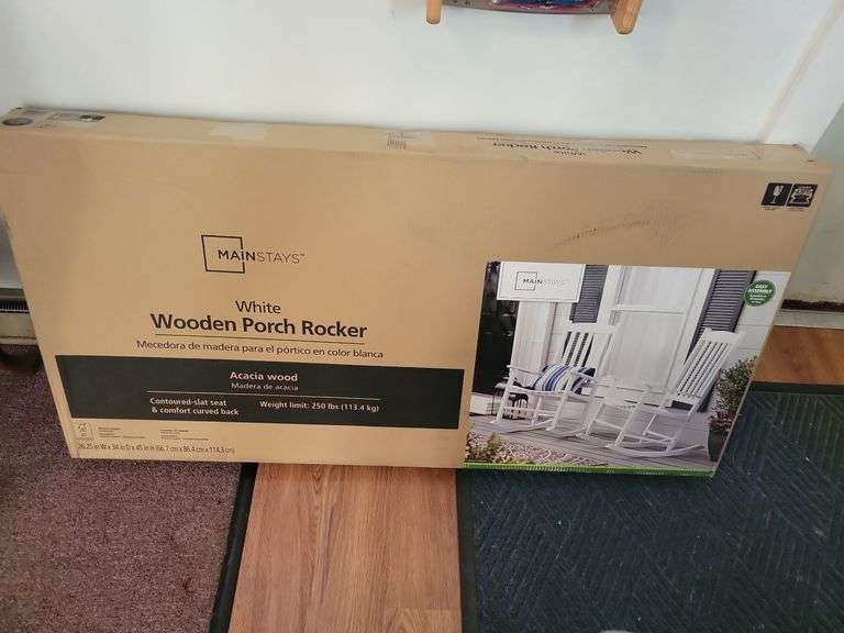 NIB Mainstays Wooden Porch Rocker