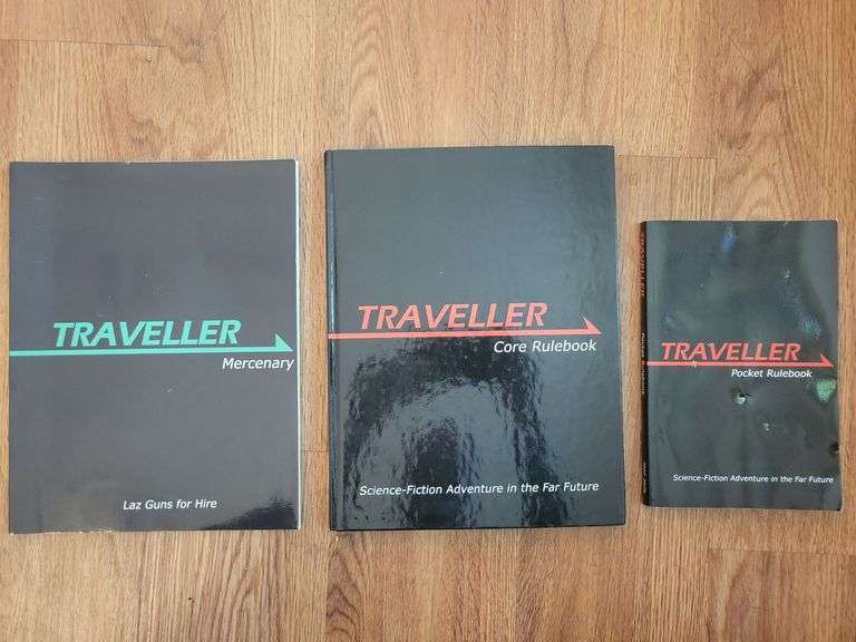 Traveller Pocket Rule Book, Core Rule Book, and Mercenary