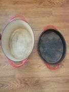 2 Enamel Cast Iron Pots and Skillet Lid
