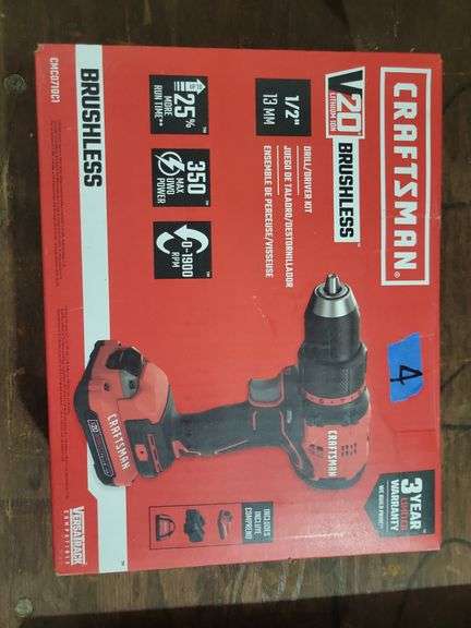 Craftsman V20 Brushless Drill/Driver Kit w/Battery, Charger, Bag
