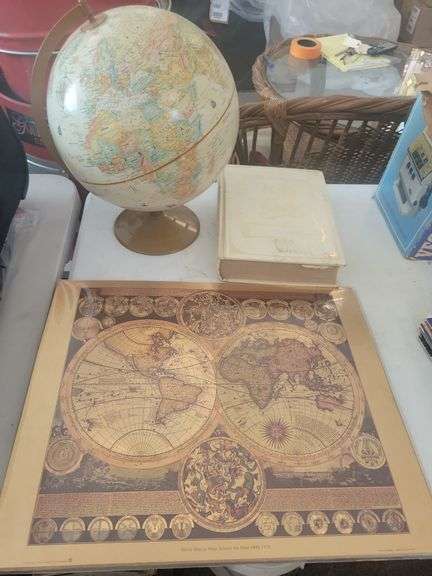 Globe, Bible, and Map