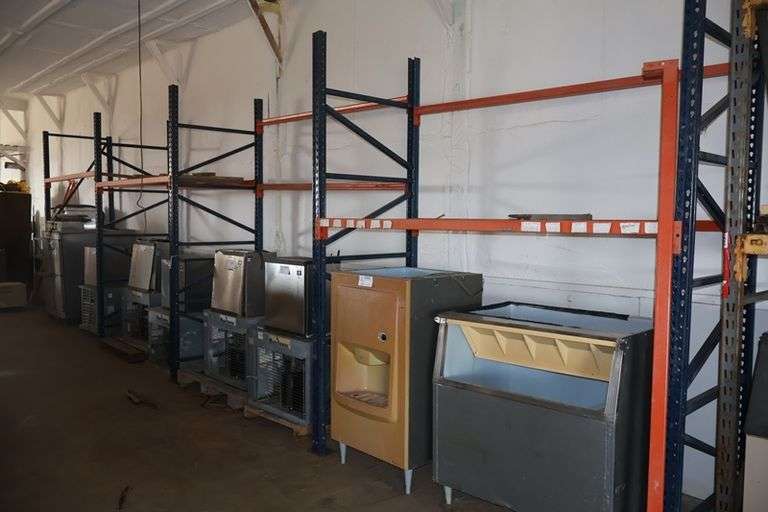 All to go - 4 Sections of 42" x 96" x 120" lite industrial pallet racking w/ 5 uprights & 10 cross bars