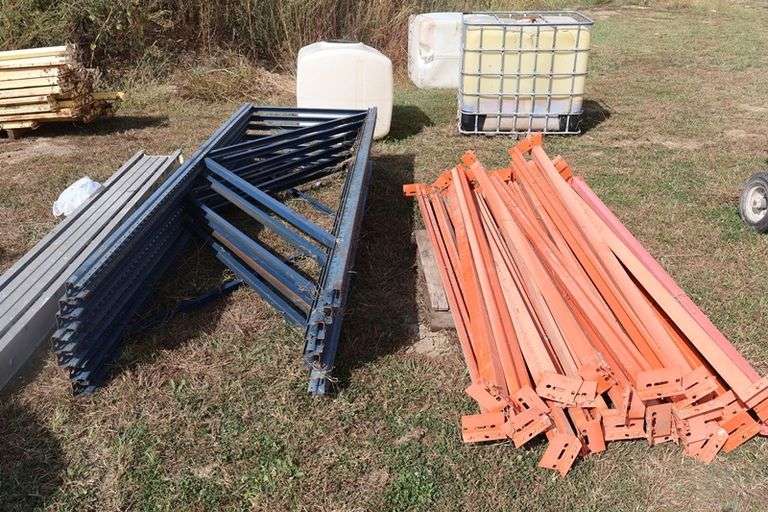 All to go - 6 Sections of 42" x 96" x 120" lite industrial pallet racking w/ 7 uprights & 24 cross bars