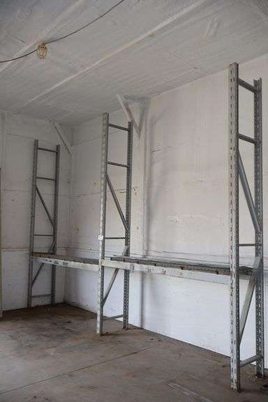 All to go - 2 sections of 22" x 8' x 13' Tall lite industrial wall shelving w/ 3 uprights & 4 cross bars