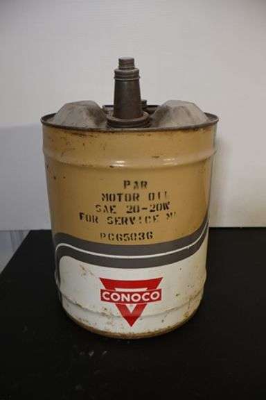 Conoco SAE 20 motor oil 5 gallon metal can - Backes Commercial