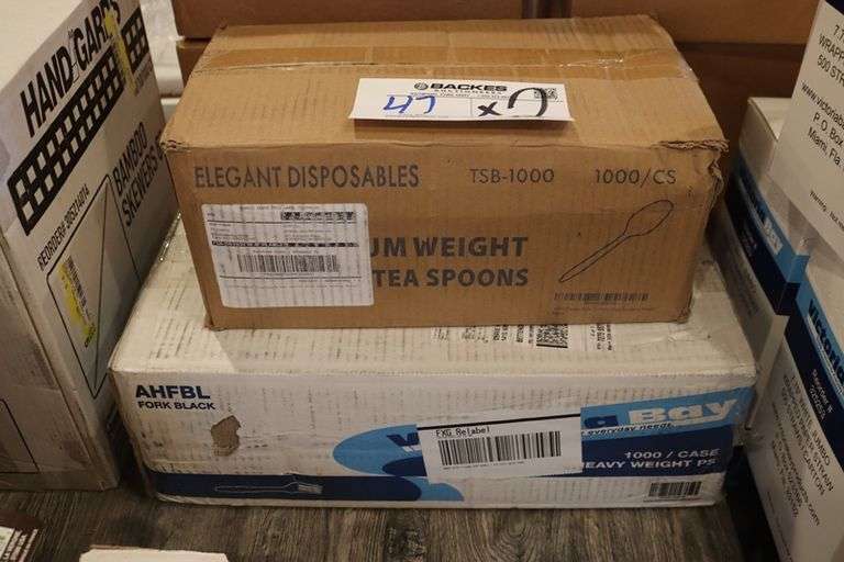 Times 2 - Boxes of black plastic forks & spoons