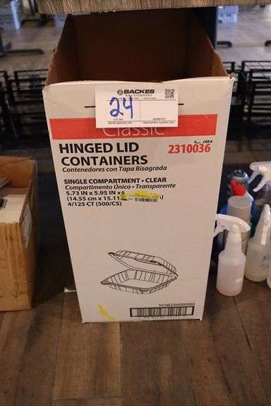 3/4 case of Sysco plastic hinged to go containers