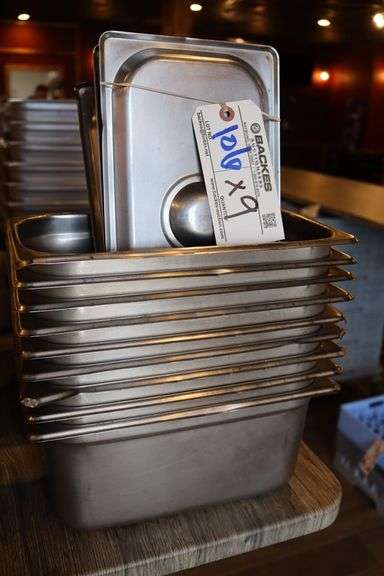 Times 9 - 1/3 x 6" stainless inset pans with lids