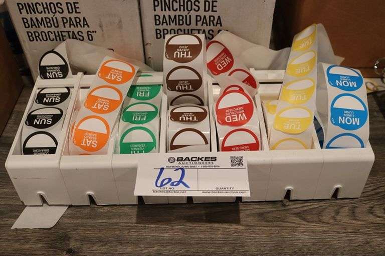 All to go - 7 new rolls of day of the week labels with holders