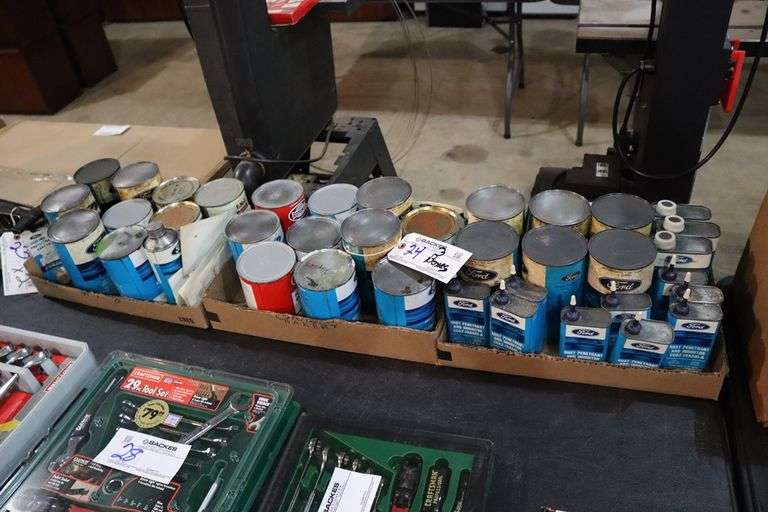 All to go - 3 boxes of Ford oils, rust penetrate, & more