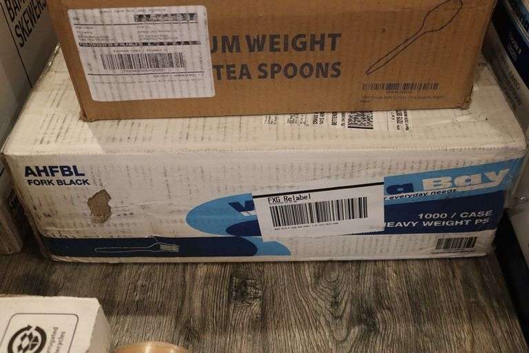 Times 2 - Boxes of black plastic forks & spoons