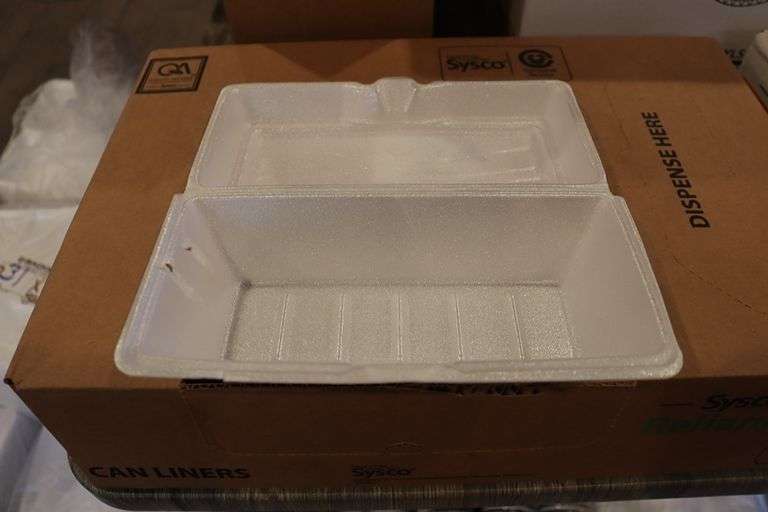 Times 3 - Sleeves of hot dog foam hinged to go containers