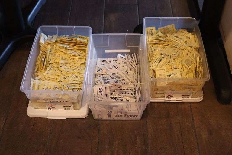 All to go - 3 totes of sugar & sweetener packets