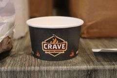 Box to go - Crave labeled 5 oz. paper cups