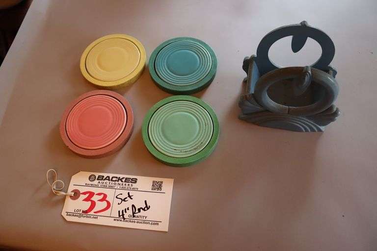 Genuine Fiesta set of 4 coasters with holder - nice