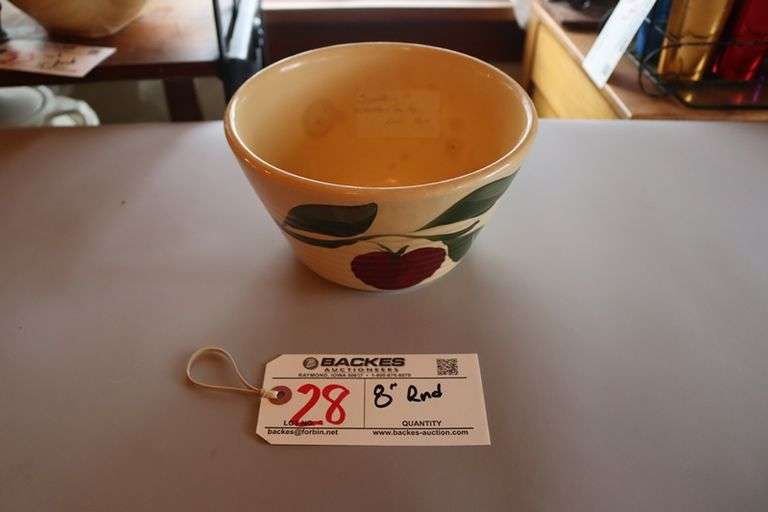 8" round Watts Apple Leaf ceramic pottery with Farmers Cooperative, Ledyard, Iowa