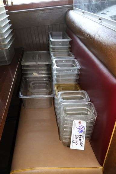 All to go - Assorted acrylic inset pans - AS IS - rough condition, chipped corners, & more