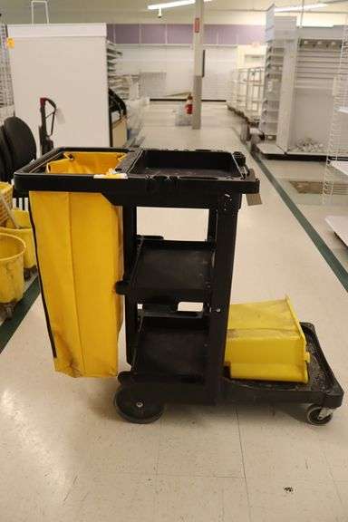 Rubbermaid black poly janitorial cart