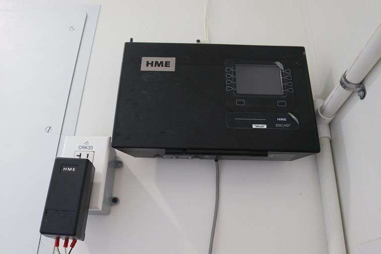 Complete Drive Up Menu Ordering System - HME EOS HD Service Box 1401 - 4 headsets and charging station, Order Monitor, Howard LED three panel drive up menu board with speaker tower - newer high dollar system - buyer to remove
