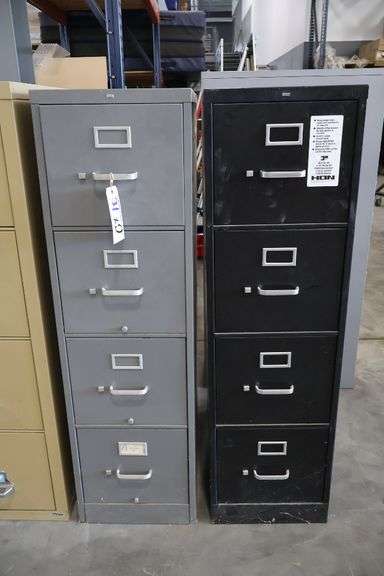 Times 2 - Hon 4 drawer metal letter file cabinets - no keys