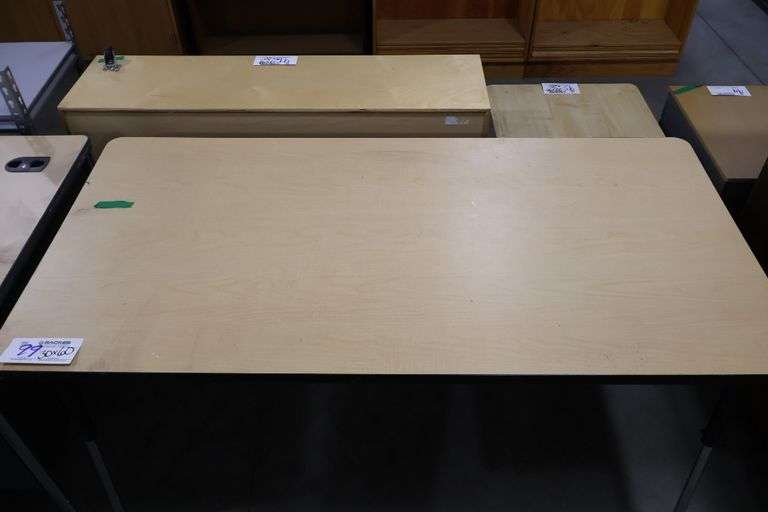 30" x 60" metal framed wood laminate top table