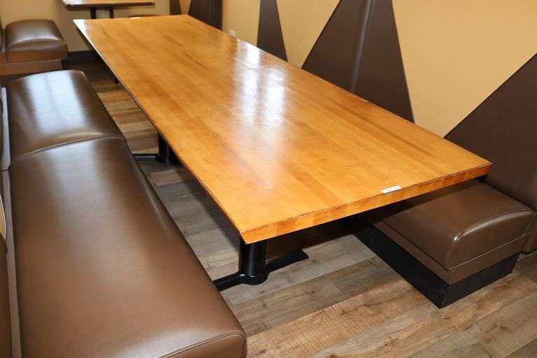 Times 2 - 30" x 96" live edge - dual pedestal tables - nice