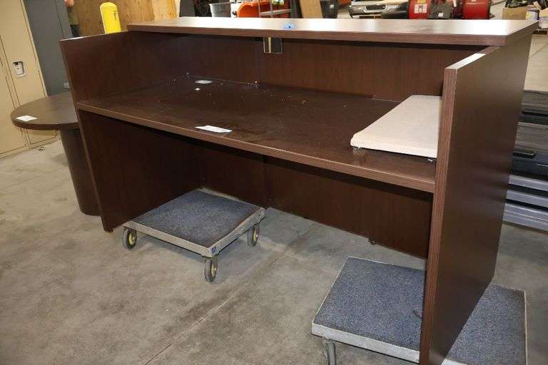 30" x 72" wood laminate front secretary's desk - nice - carts not included