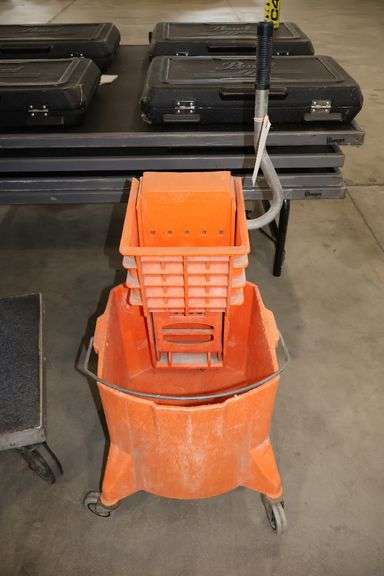Orange mop bucket