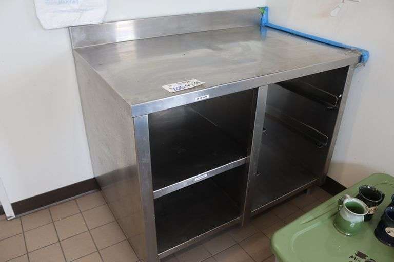 30" x 48" stainless base cabinet with back splash