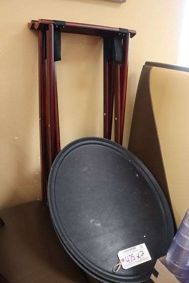 Times 2 - Mahogony Tray stands with 26" oval service trays