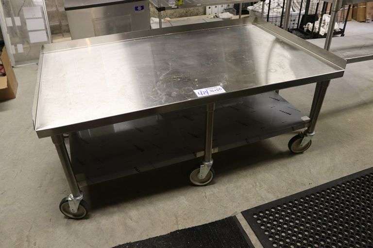 36" x 60" stainless custom made high dollar portable equipment stand - 6 castor base unit - nice
