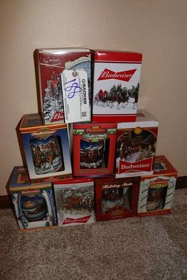 All to go - 9 assorted Budweiser steins