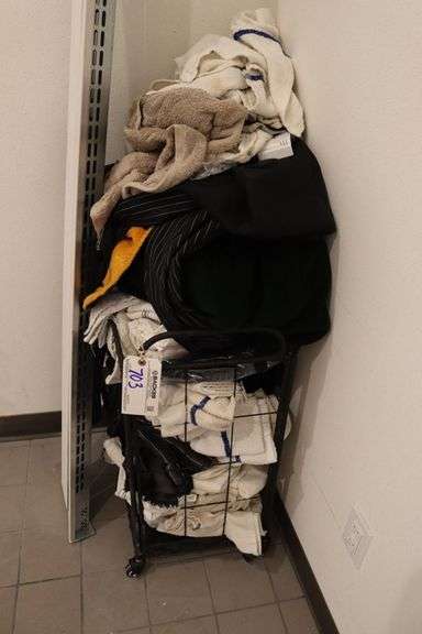 Assorted rags and linen cart