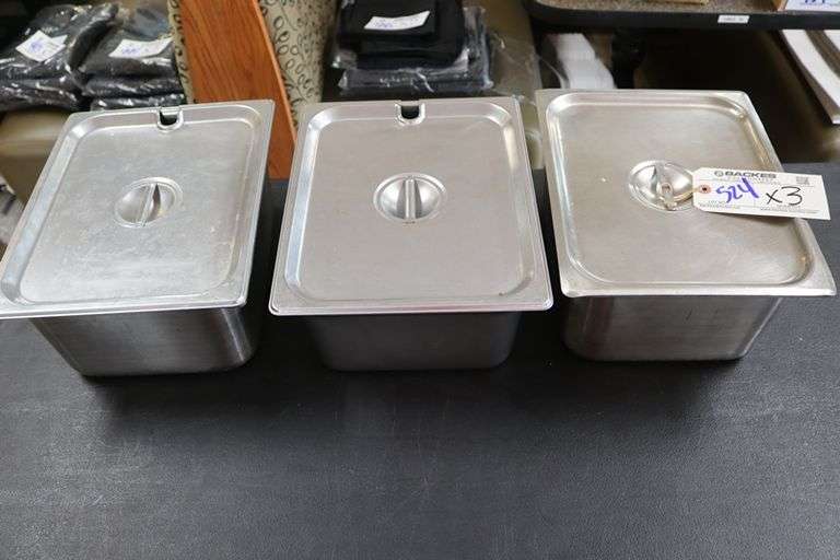 Times 3 - 1/2 x 6 stainless insets with lids